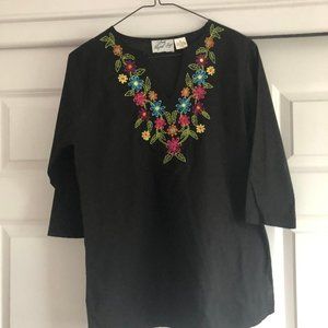 Long Elegant Legs (LEL) - Embroidered Black Tunic (NWOT)